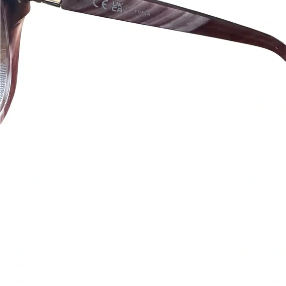 Furla Plum Marble Oversized Cat Eye Sunglasses with Gold Arch Logo w/case nwot - Picture 3 of 4